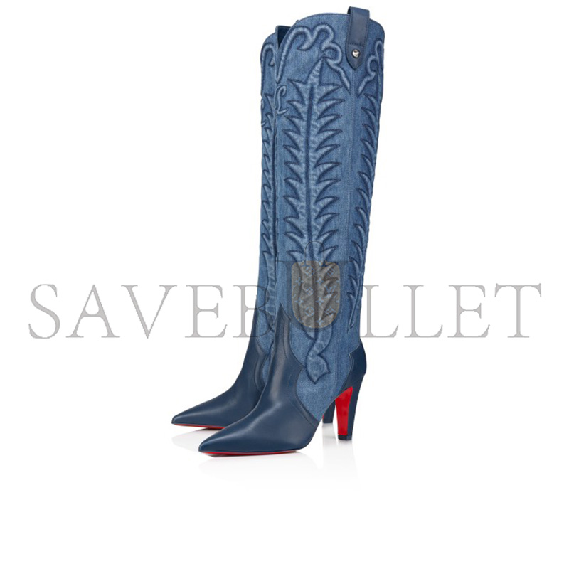 Chr1st1an louboutin nappa leather and denim boots